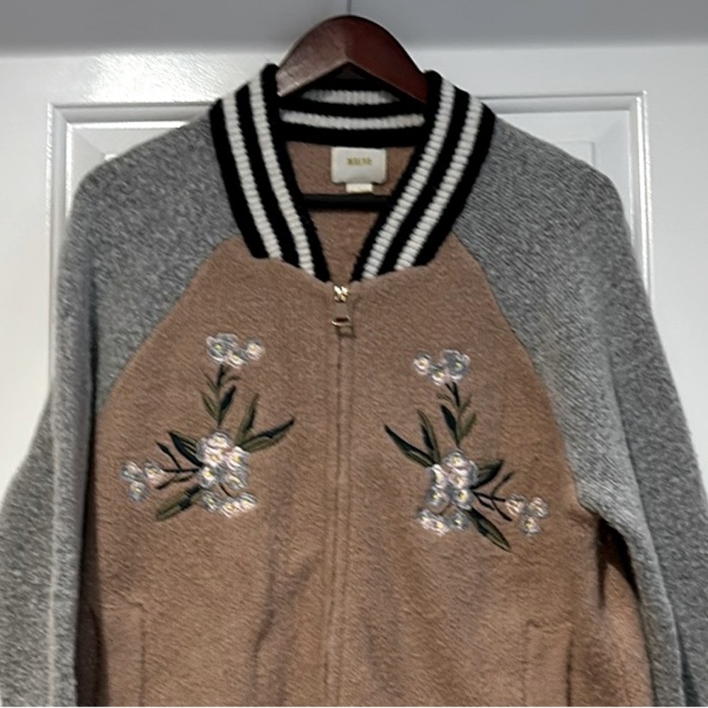 Anthropologie Maeve Varsity embroidered bomber. Sz S - Picture 6 of 6